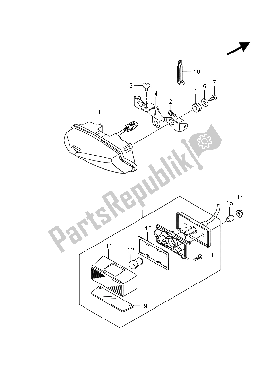 All parts for the Rear Combination Lamp (gsx-r1000a) of the Suzuki GSX R 1000A 2015