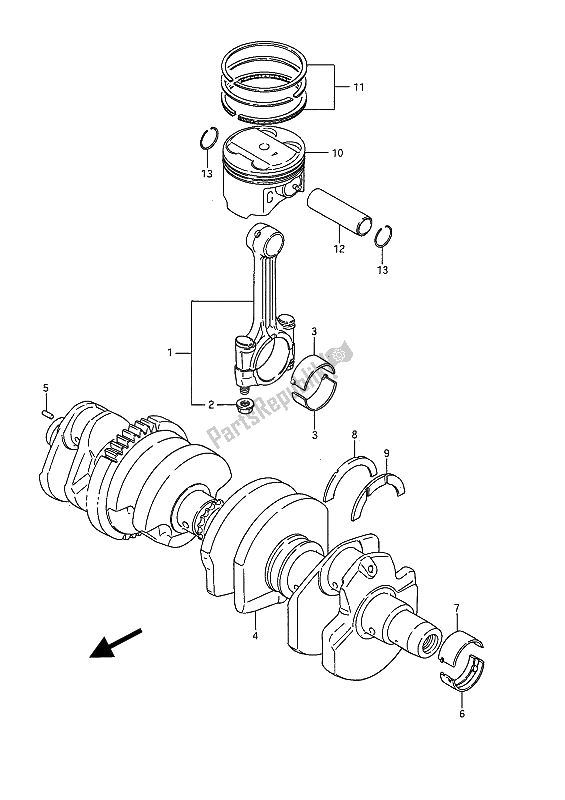 Tutte le parti per il Albero A Gomiti del Suzuki GSX 1100F 1992