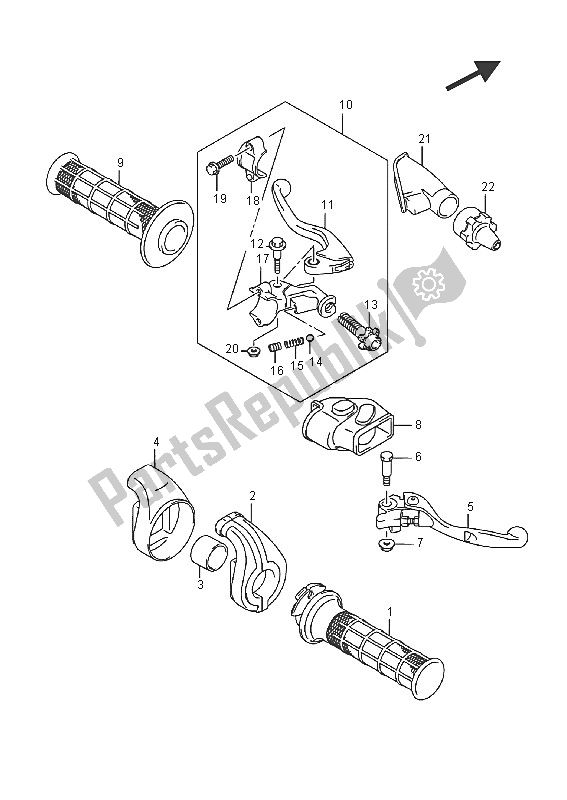 All parts for the Handle Lever of the Suzuki RM Z 250 2016