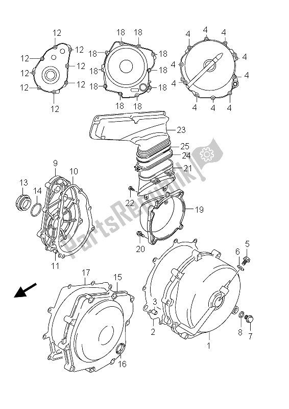 All parts for the Crankcase Cover of the Suzuki AN 650A Burgman Executive 2012