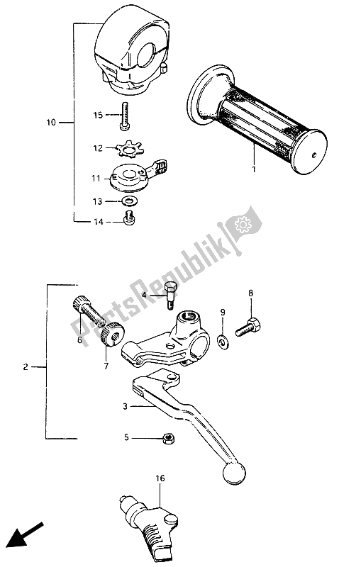 All parts for the Handle Switch of the Suzuki GSX 750 Esefe 1985