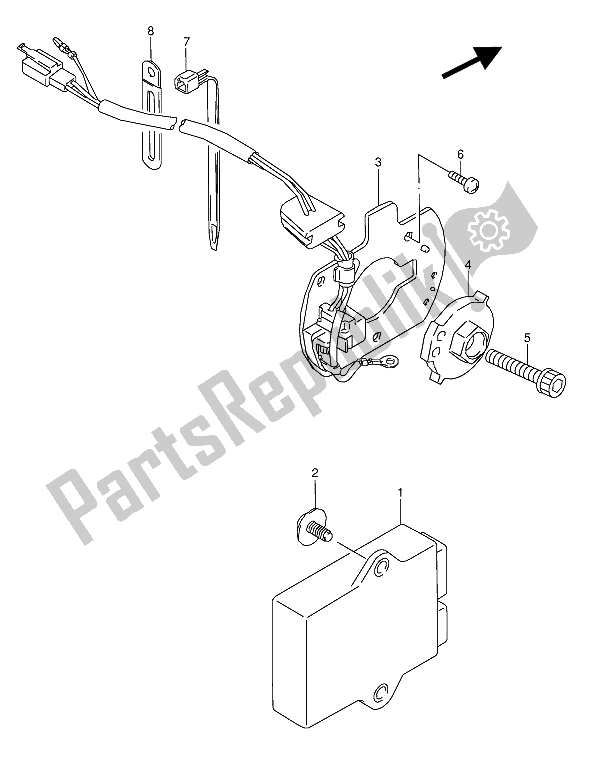 Alle onderdelen voor de Signaal Generator van de Suzuki GSX 600 FUU2 1988