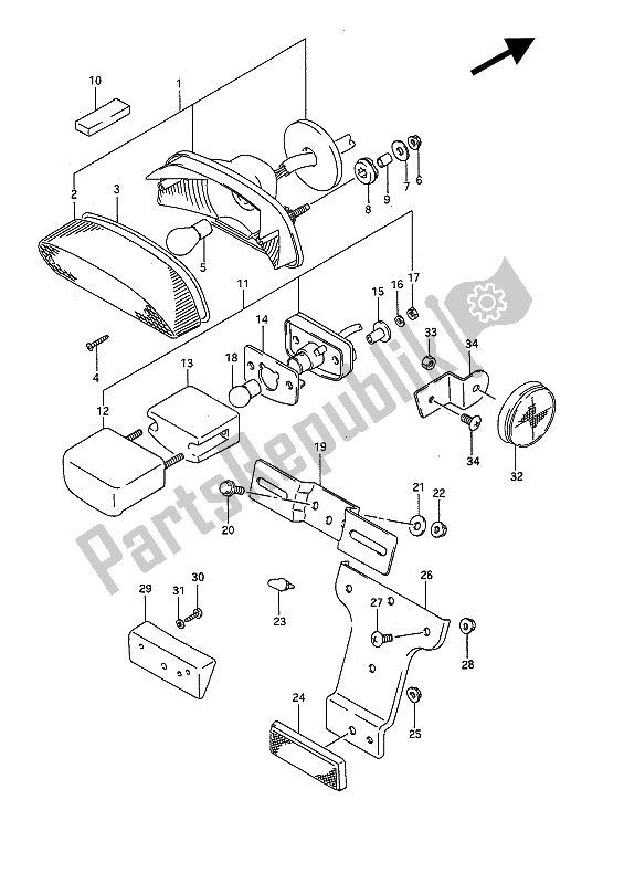 Tutte le parti per il Luce Di Combinazione Posteriore del Suzuki GSF 400 Bandit 1993