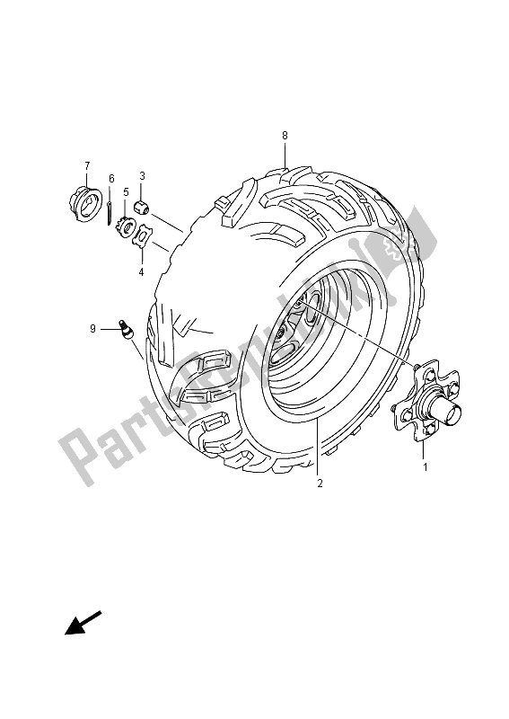 All parts for the Rh Rear Wheel of the Suzuki LT A 750 XPZ Kingquad AXI 4X4 2015