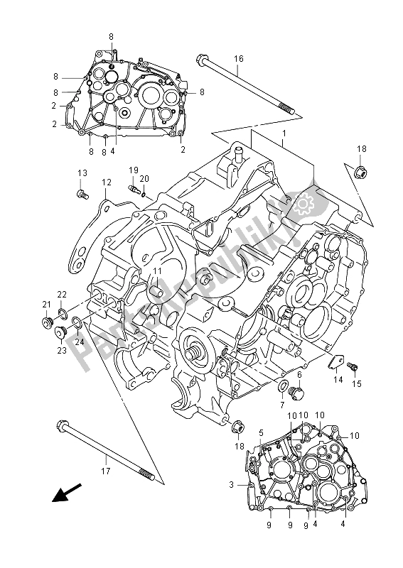 All parts for the Crankcase of the Suzuki LT F 400F Kingquad FSI 4X4 2015
