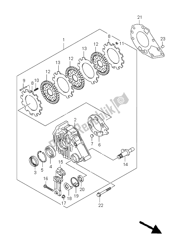 All parts for the Rear Brake Assy of the Suzuki LT A 450X Kingquad 4X4 Limited 2008