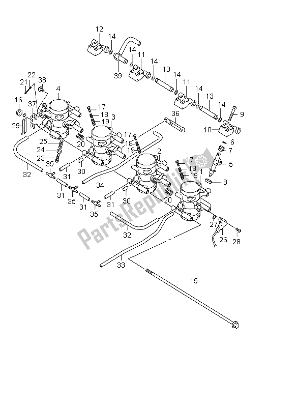 All parts for the Throttle Body of the Suzuki GSX 1300R Hayabusa 2004