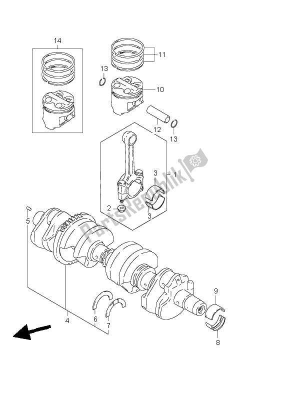 All parts for the Crankshaft of the Suzuki GSF 600 NS Bandit 2000