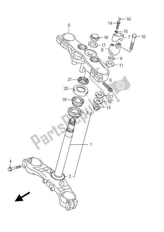 Tutte le parti per il Gambo Dello Sterzo (gsx650fua E21) del Suzuki GSX 650 FA 2012