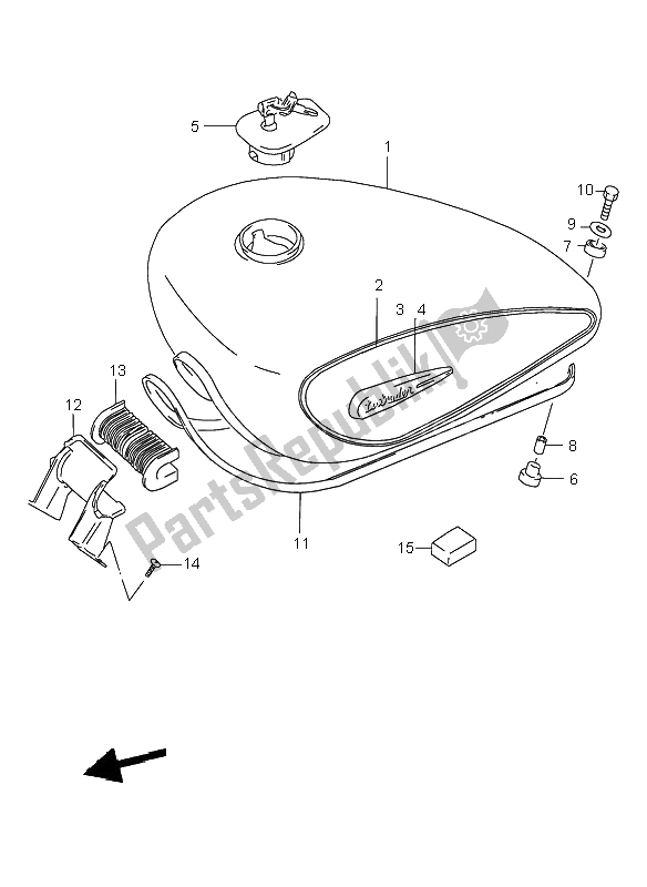 All parts for the Fuel Tank of the Suzuki VS 800 Intruder 2000