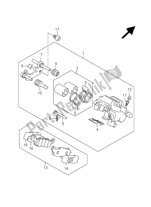 Tutte le parti per il Pinza Posteriore del Suzuki VLR 1800R C 1800 Intruder 2008