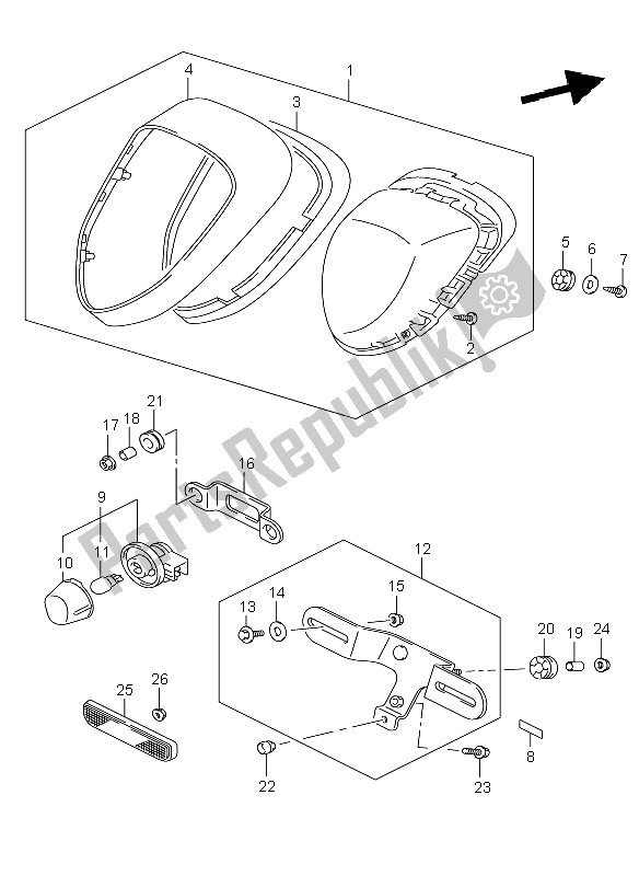 Tutte le parti per il Luce Di Combinazione Posteriore del Suzuki C 800 VL 2009