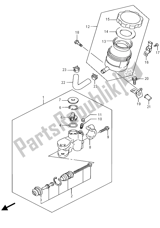 All parts for the Front Master Cylinder of the Suzuki GSX R 750 2015