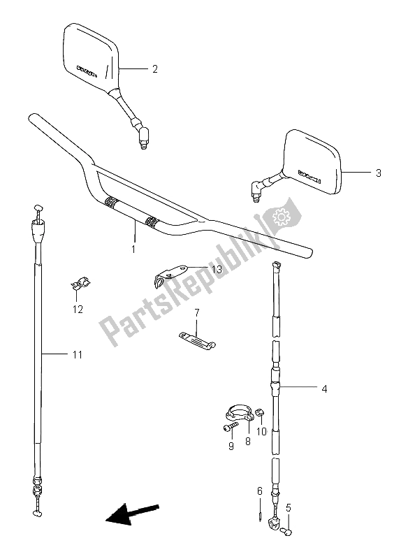 Tutte le parti per il Manubrio del Suzuki DR 125 SE 2001