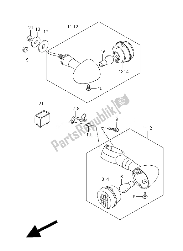 Todas las partes para Luz Intermitente Delantera Y Trasera de Suzuki VZ 800Z Intruder 2007