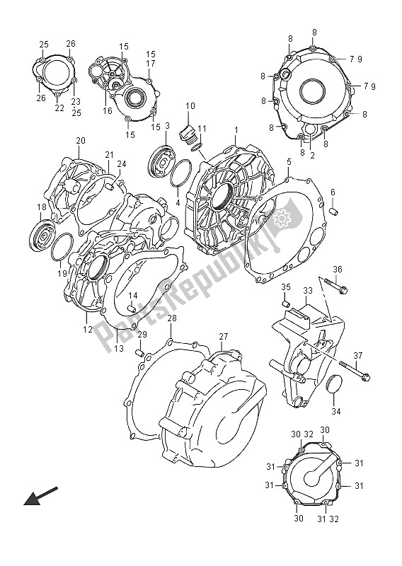 Wszystkie części do Pokrywa Skrzyni Korbowej Suzuki GSR 750A 2016