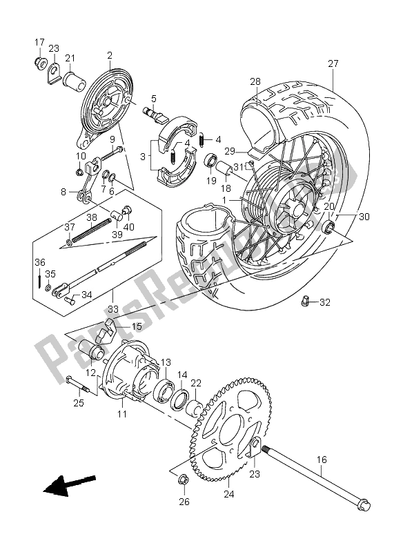 Todas as partes de Roda Traseira do Suzuki VL 250 Intruder 2002