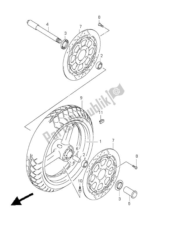 All parts for the Front Wheel of the Suzuki GSX 1400 2004