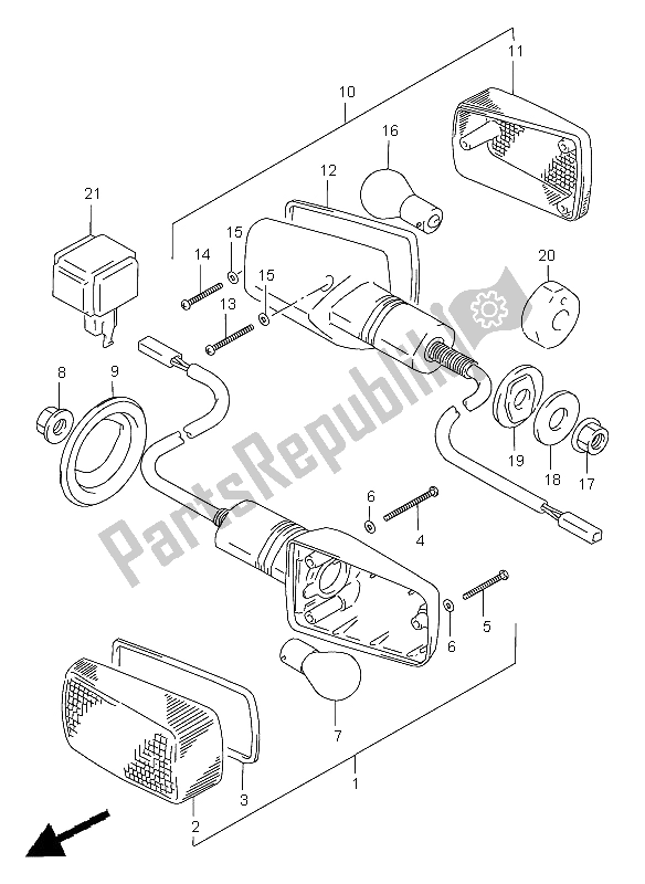 Toutes les pièces pour le Feu Clignotant du Suzuki GSF 1200 Nssa Bandit 1998