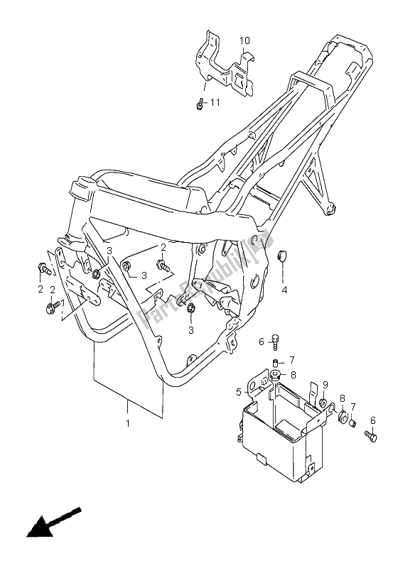 All parts for the Frame of the Suzuki GS 500E 1999