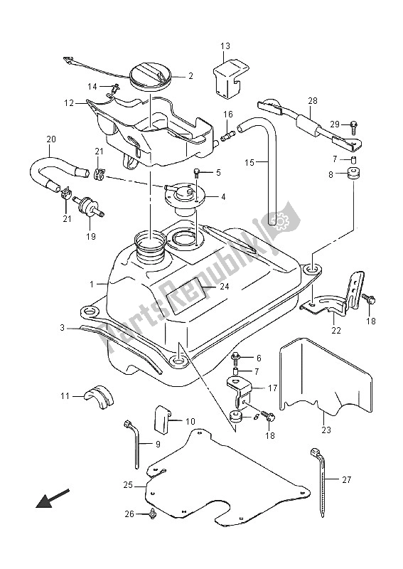 All parts for the Fuel Tank of the Suzuki Burgman AN 400 ZZA 2016