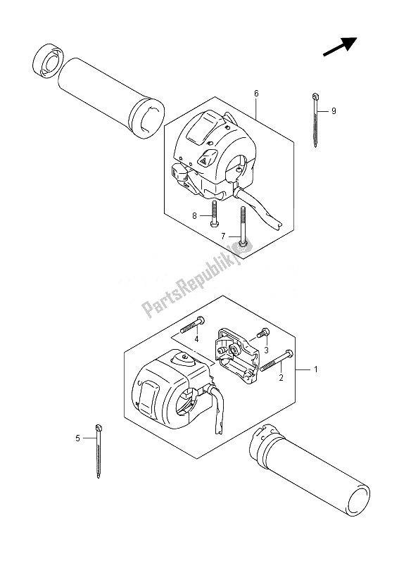 All parts for the Handle Switch (vzr1800 E19) of the Suzuki VZR 1800 M Intruder 2014