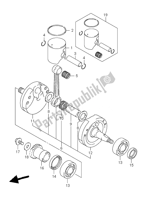 All parts for the Crankshaft of the Suzuki RM 125 2007