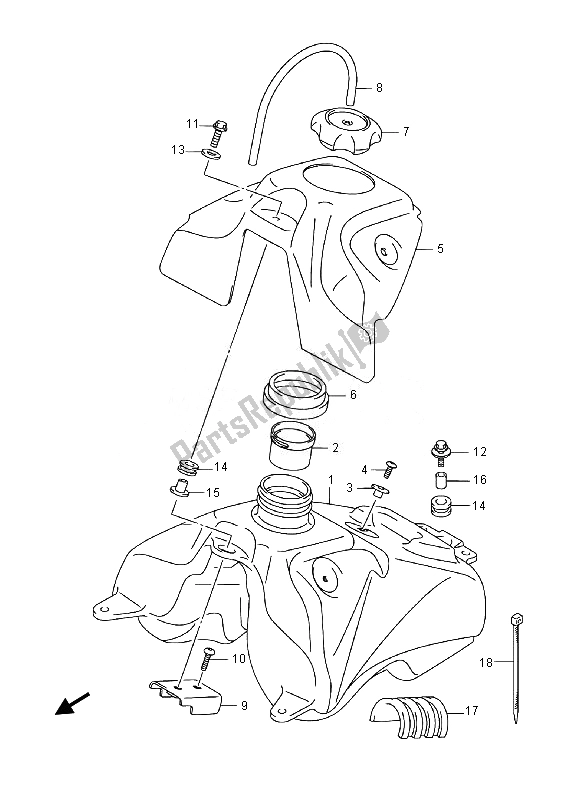 Todas as partes de Tanque De Combustível do Suzuki DR Z 125 SW LW 2014