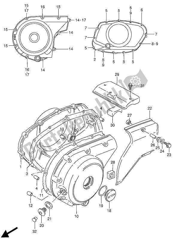 All parts for the Crankcase Cover of the Suzuki VS 800 GL Intruder 1992