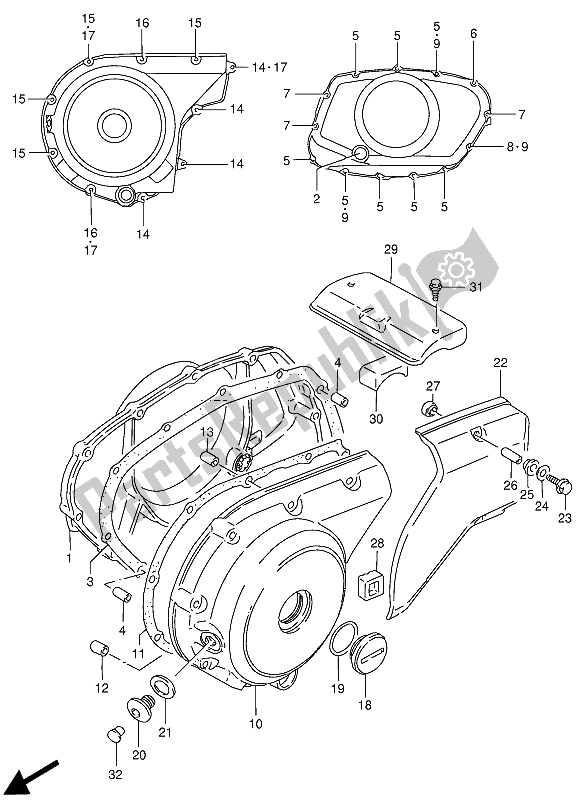 All parts for the Crankcase Cover of the Suzuki VS 800 GL Intruder 1992