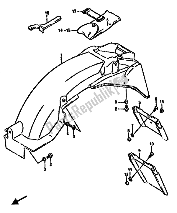 Todas las partes para Guardabarros Trasero de Suzuki GSX 750F 1992