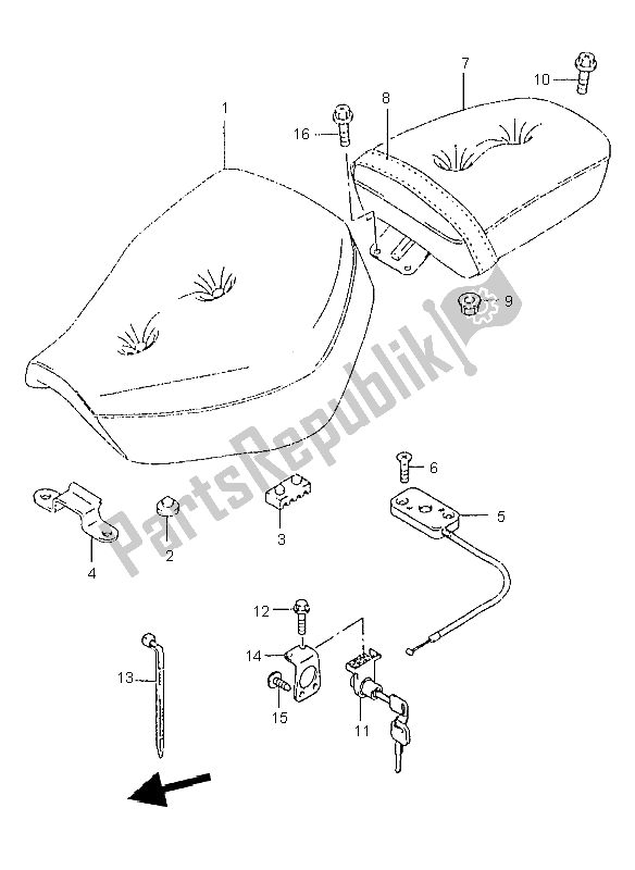 Todas as partes de Assento do Suzuki GZ 125 Marauder 1998