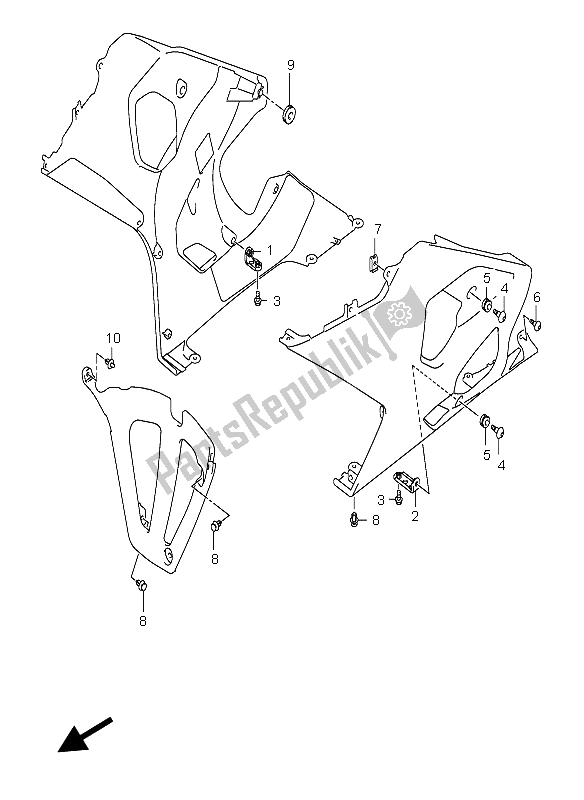 Tutte le parti per il Sotto Le Parti Dell'installazione Della Carenatura del Suzuki GSX R 750 2004