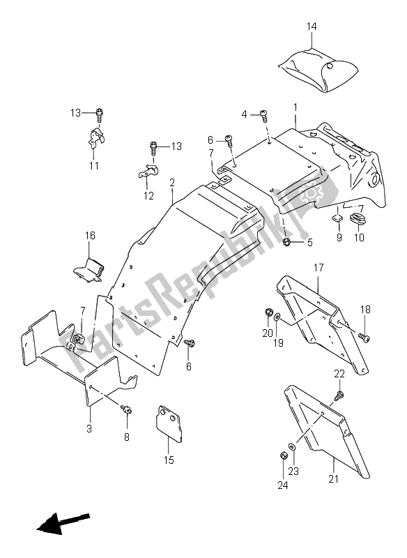 All parts for the Rear Fender of the Suzuki GSX R 1100W 1996