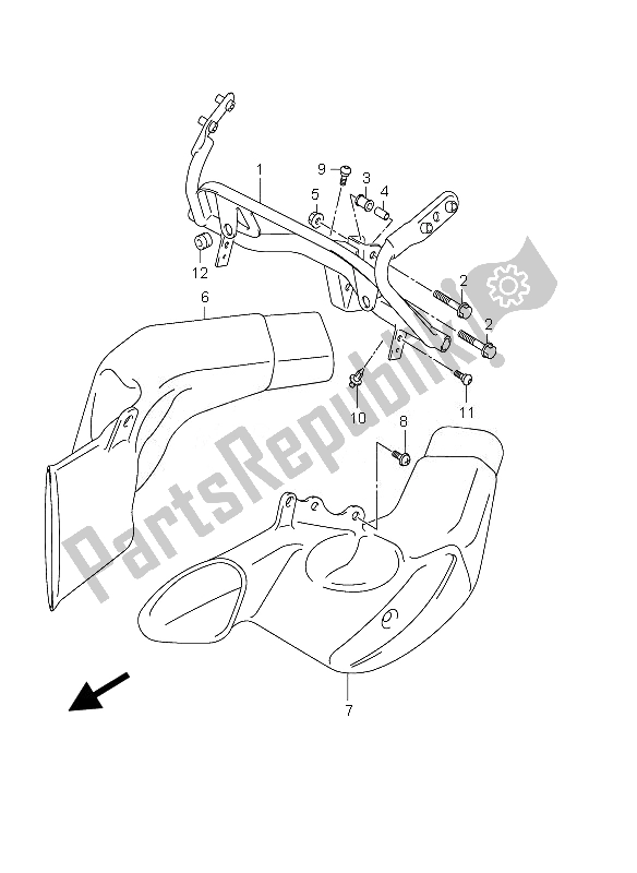 Todas as partes de Peças De Instalação Do Corpo Da Carenagem do Suzuki GSX 1300 RZ Hayabusa 2007