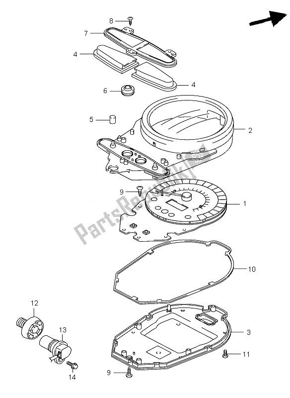 Alle onderdelen voor de Snelheidsmeter van de Suzuki VL 1500 Intruder LC 2007