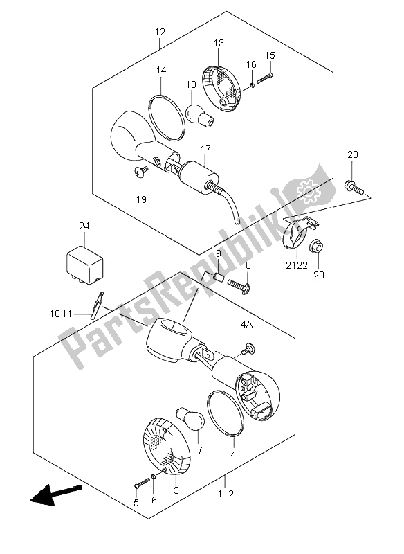 All parts for the Turn Signal Lamp of the Suzuki VL 125 Intruder 2000