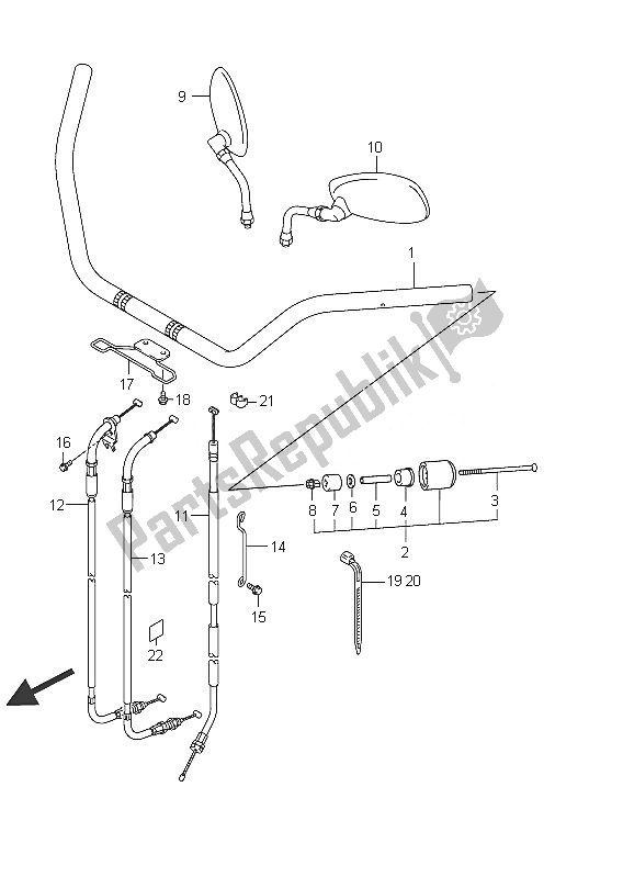 Tutte le parti per il Manubrio (vl800cue E19) del Suzuki C 800 VL Intruder 2011