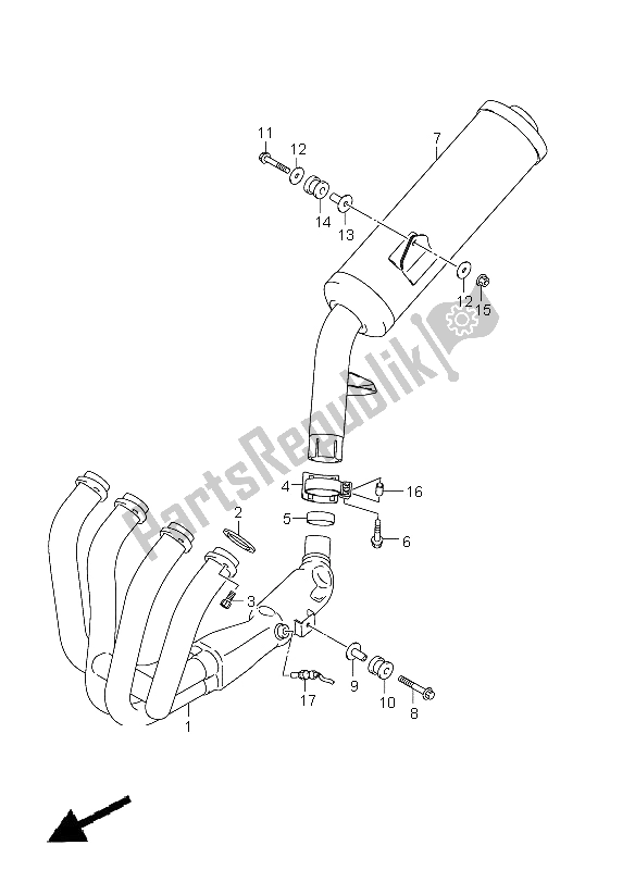 All parts for the Muffler of the Suzuki GSF 1250A Bandit 2011