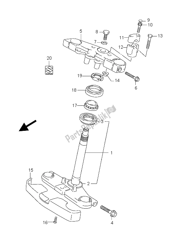 All parts for the Steering Stem of the Suzuki GZ 250 Marauder 2004