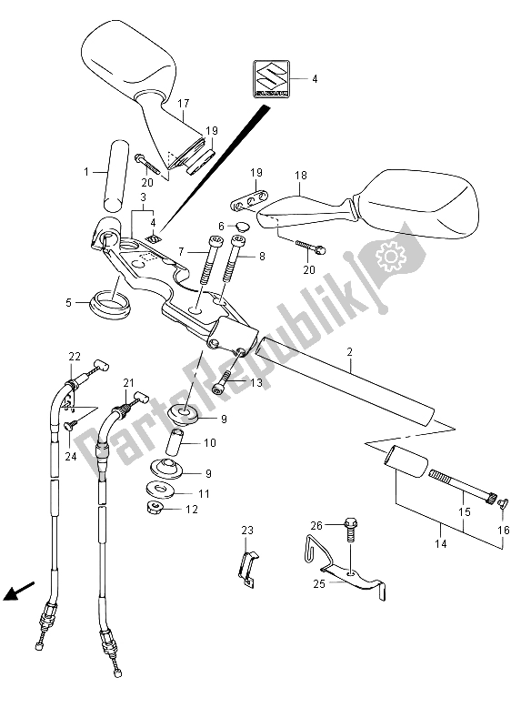 Toutes les pièces pour le Guidon (gsx1300rauf E19) du Suzuki GSX 1300 RA Hayabusa 2015