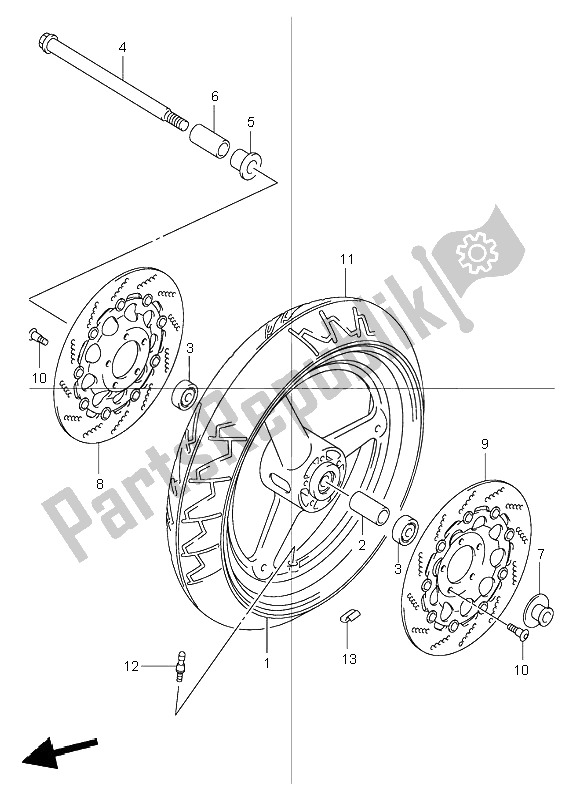 Tutte le parti per il Ruota Anteriore del Suzuki GSF 600 NS Bandit 2003