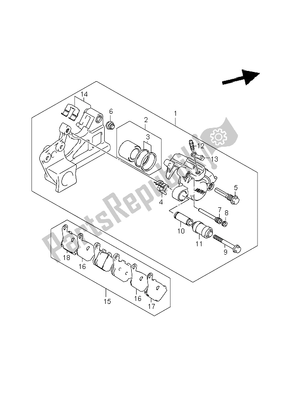 Toutes les pièces pour le étrier Arrière (gsf650a-ua-sa-sua) du Suzuki GSF 650 Nsnasa Bandit 2008