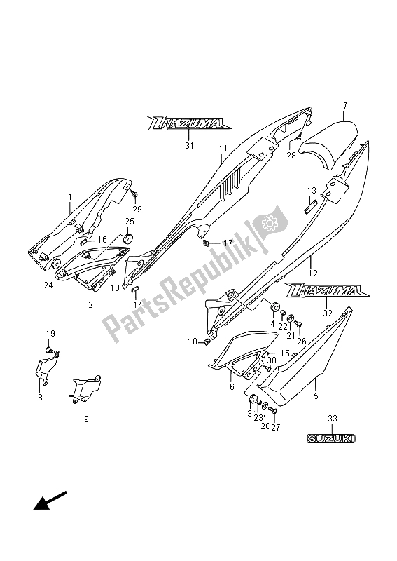 All parts for the Frame Cover (gw250) of the Suzuki GW 250 Inazuma 2015