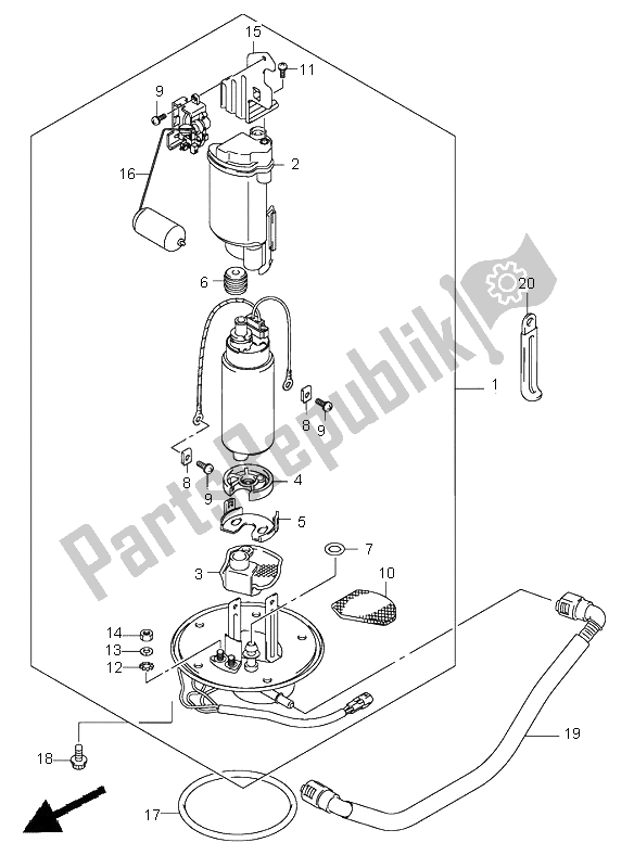 All parts for the Fuel Pump of the Suzuki DL 1000 V Strom 2006