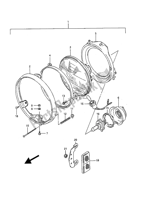 Tutte le parti per il Faro del Suzuki GSF 400 Bandit 1991