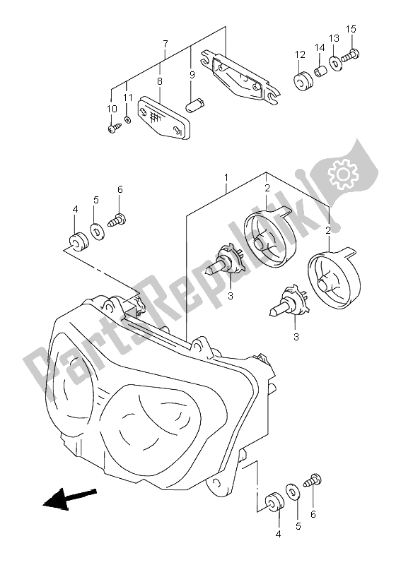 All parts for the Headlamp (e24) of the Suzuki GSX 600F 2001