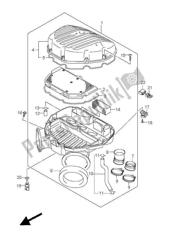 All parts for the Air Cleaner of the Suzuki GSX R 1000 2006