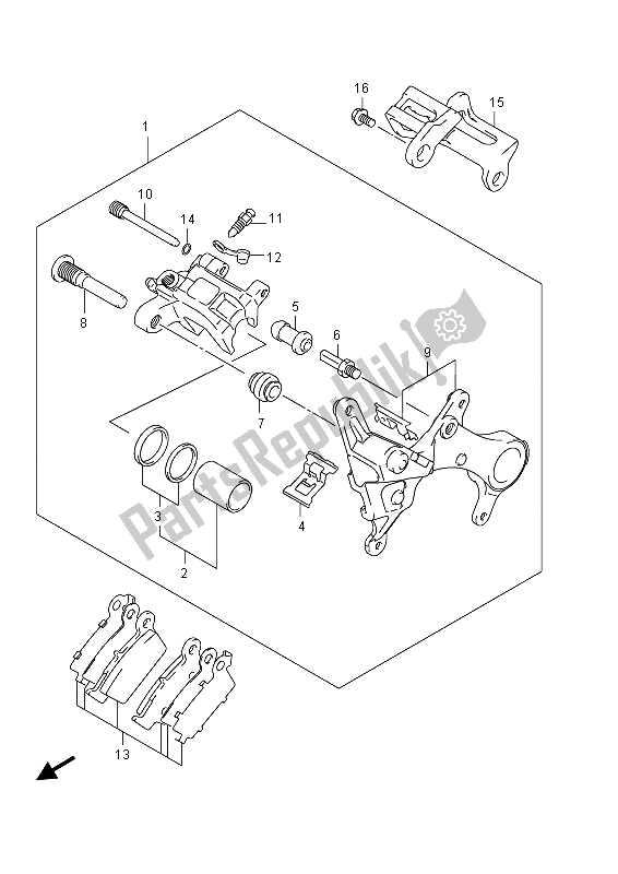 Wszystkie części do Zacisk Tylny Suzuki RM Z 450 2011