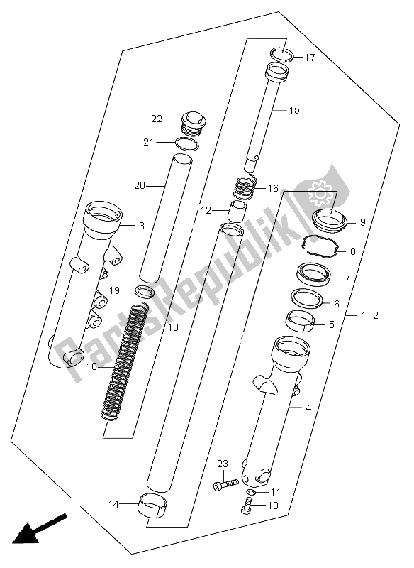 All parts for the Front Fork Damper of the Suzuki VL 125 Intruder 2007